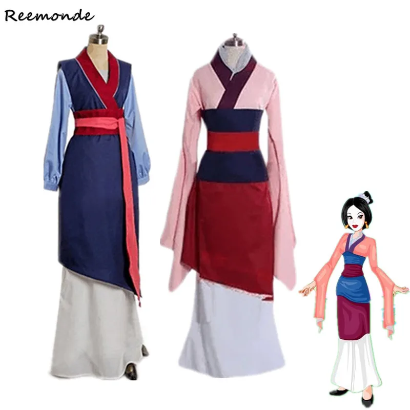 

Movie Mulan Cosplay Costumes Red Blue Drama Princess Dresses Skirt Hua Mulan For Women Girls Halloween Party Stage Clothing