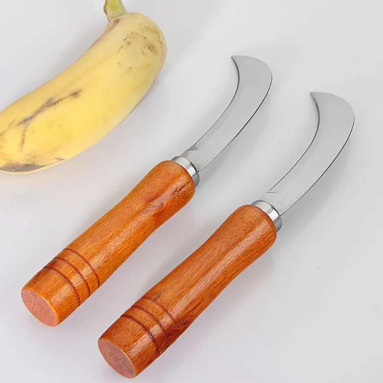 

1pc Stainless Steel Kitchen tools Machete Knife Fruit Small Banana Peeler Pineapple knife wood handle cutter