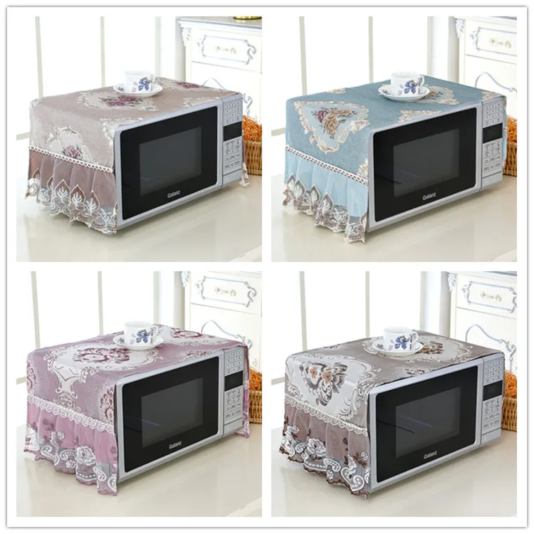 

1 Pcs Cloth Embroidered Lace Microwave Cover Cover Cloth Oven Set Oilproof Dust Curtain Kitchen Household Cover Towel
