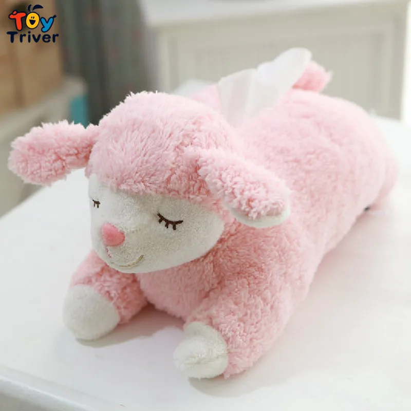 

2016 cute 40*20cm Kawaii Cartoon Sheep Plush Animal Shaped Tissue Box Case Napkin Paper Holder Pink / White/ Khaki free shipping
