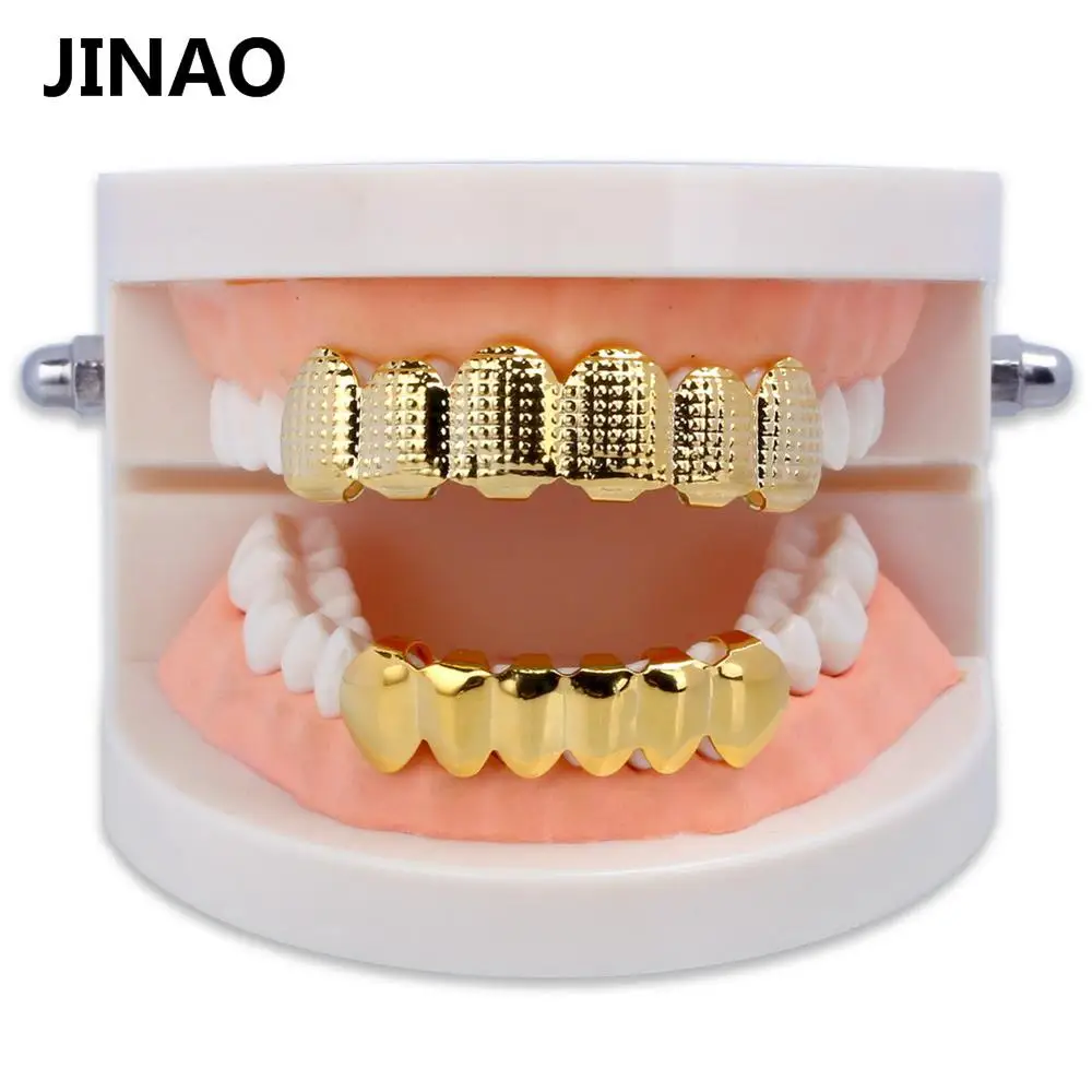 Jinao для хип-хопа рок золото и серебро цвет покрытием зубы Grillz с силиконовым Рождественский подарок для мужчин и женщин ювелирные изделия - Окраска металла: Gold