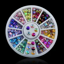

100pcs/set 4mm Colorful Sharp Crystal AB 3d Nail Rhinestone Wheel Shiny Glitter Nail Art Tips Decoration Tools