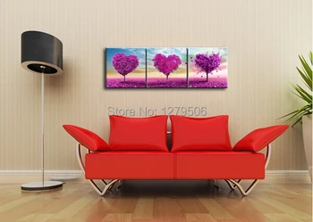 

3 Panel Free Shipping Hot Sell Modern Wall Painting Heart Flowers Blossom Home Wall Art Pictures Paint On Canvas For Bedroom