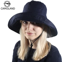 Летние Женская Солнцезащитная шляпа Открытый Пляж море Кепка с покрывалом УФ Защита хлопок подбородка ветер строка большие поля Мода Floppy сад шляпа