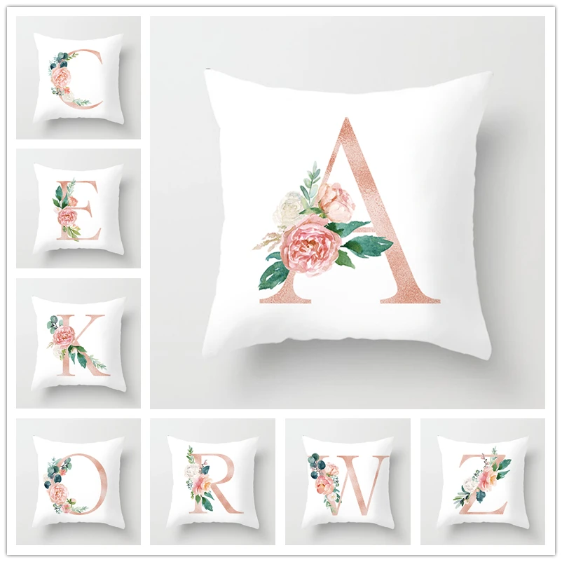 

English Letters Decorative Cushion Covers 45x45CM Polyester White Throw Pillow Covers for Sofa Car Home Decor Pillow cases