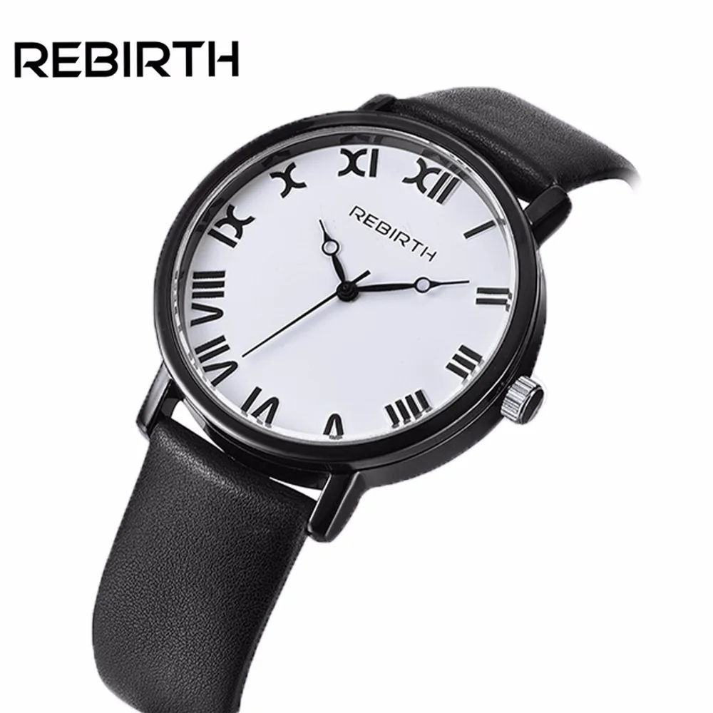

New REBIRTH Fashion Women Watches Simple Unique Design Dial Ladies Leather waterproof Quartz Watch Montre Femme Hour Clock women