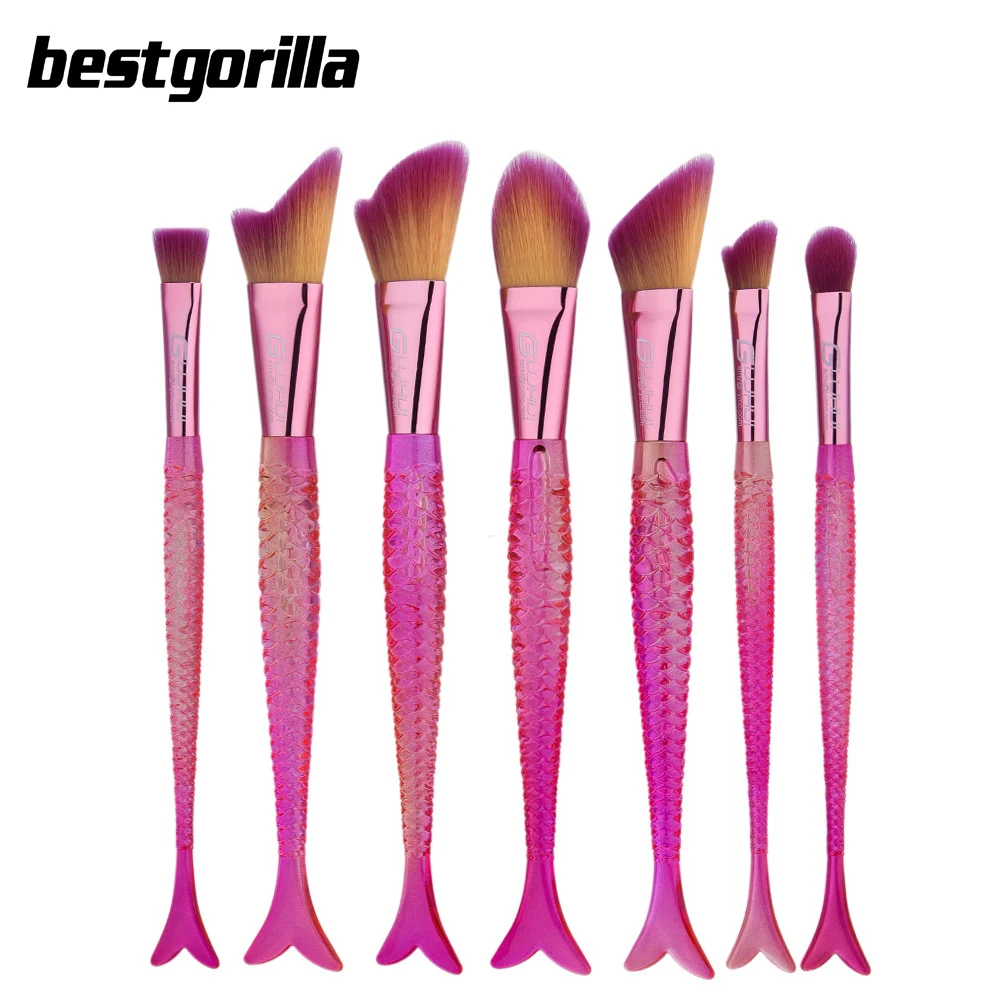 Professional 5pcs/7pcs/10pcs Makeup Brushes Set Kit with Case/Bag  fish makeup foundation contour brush with eyebrow brush