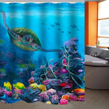 

Sea World Turtle Shower Curtain Bathroom Waterproof Shower Curtain Ocean World Bath Curtains Bathroom Use, free shipping