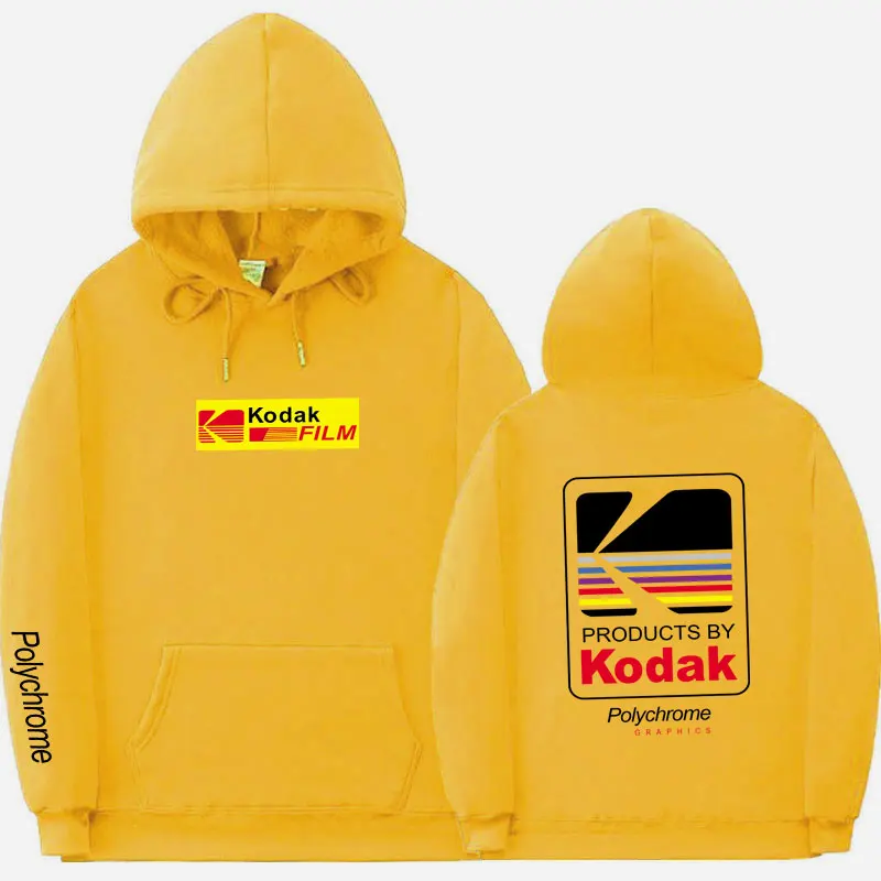 Худи в японском стиле Kodak толстовка куртка для мужчин черная белая уличная одежда
