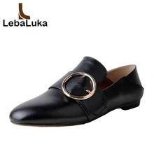 Tuyoki/Размеры 33-41; женская обувь из натуральной кожи; туфли на плоской подошве с круглым носком и металлической пряжкой; однотонная Офисная Женская обувь