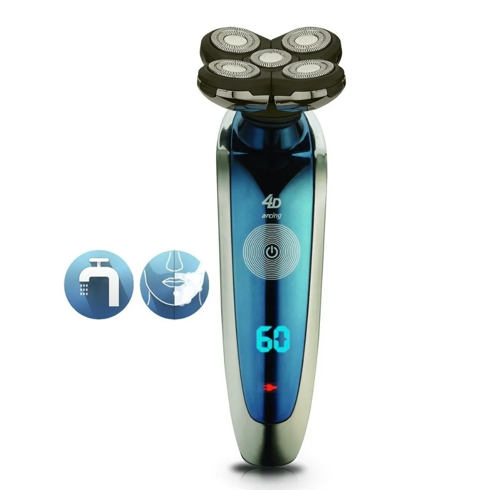 

cordless 5 blade Rotate electronic LED remind electric shaver rechargeable bald head shaving machine electric razor For men