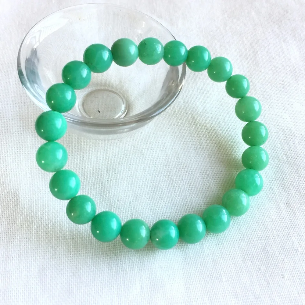 

Genuine Natural Blue Green Australia Jade Chrysoprase Stretch Bracelet Round 8mm 05226