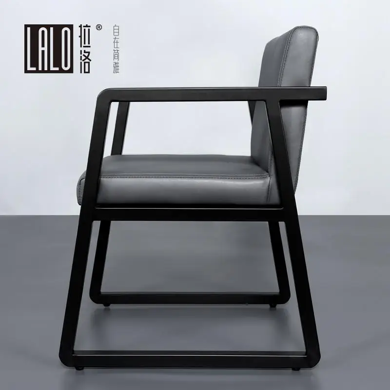 Дизайнерское кресло полностью стальная спинка обеденный стул кожаная мягкая сумка стул кафе минималистичный дизайн - Цвет: style 2
