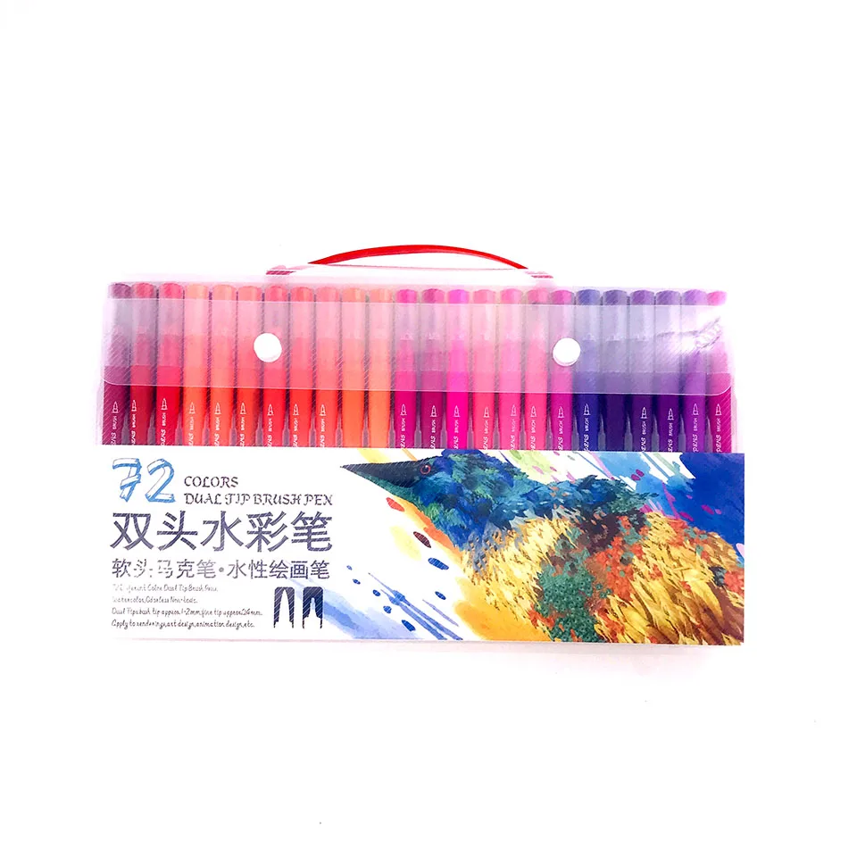 72colors Dual Brush Art Markers Pen Fine Tip and Brush Drawing Painting Watercolor Pens for Coloring Manga Calligraphy - Цвет: 72colors