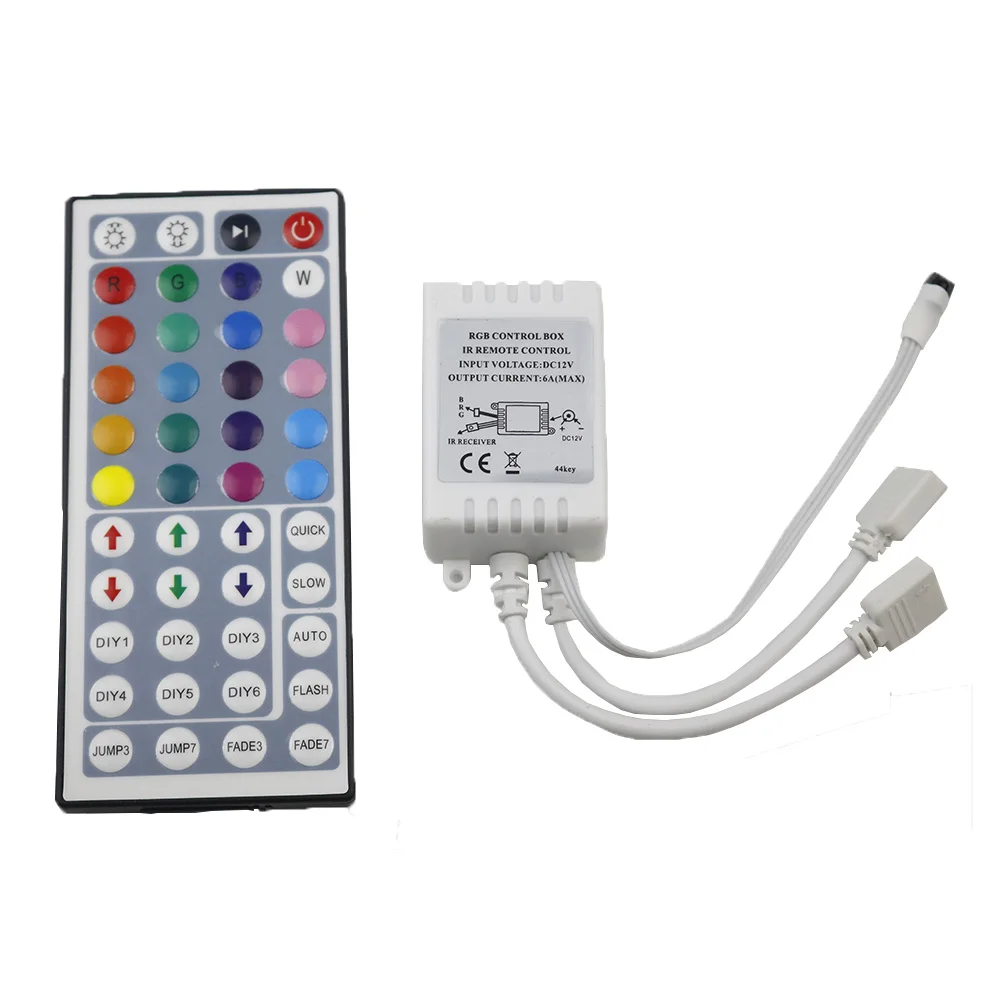 buy 44 Keys Single Connectors IR Remote RGB Controller Output DC12V 2Ports Dimmer For 2835 3528 5050 SMD RGB LED Strip light Control