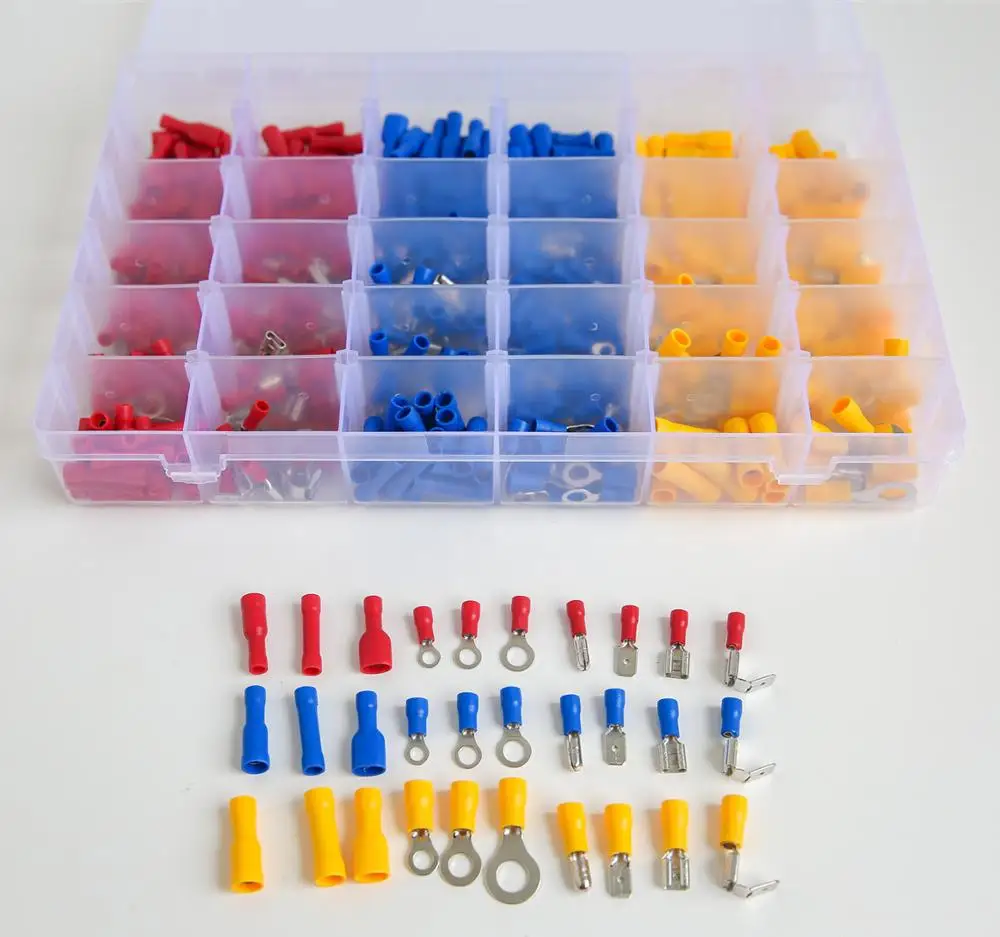 

480/720Pcs Insulated Electrical Automotive Wire Connector Assorted Cable Crimp Terminals Kit Spade Ring Fork Bullet Piggy Back