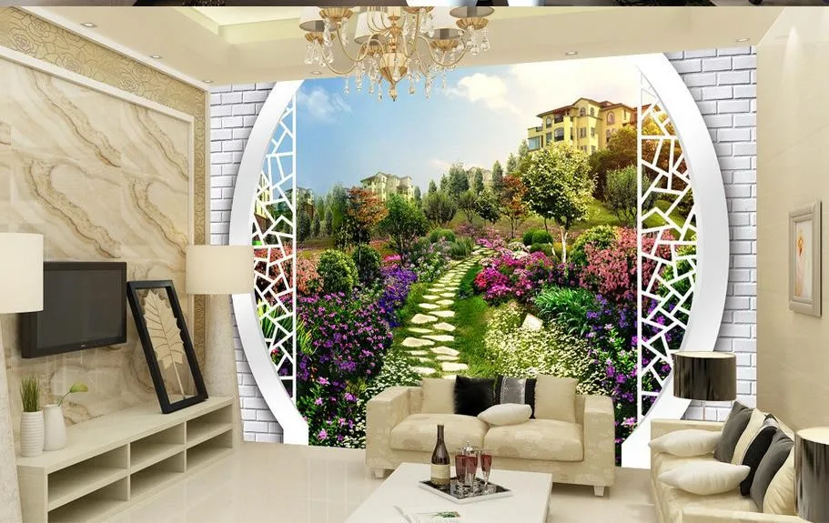 3D Пейзаж сада Villa обычай фото обои современной гостиной обои украшение дома