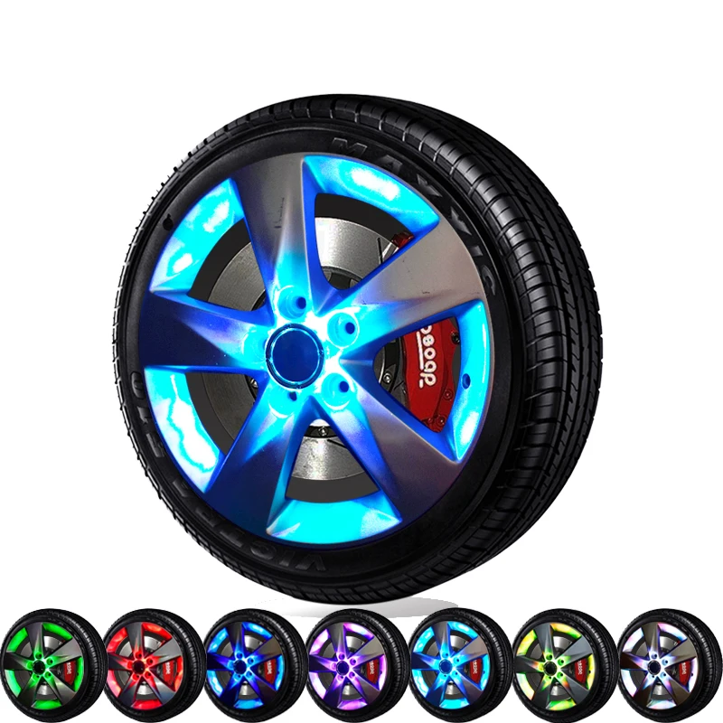 

8LEDS Candy Colors Flash Solar Light RGB LED Lamp Car Styling Refitting Wheel Light Hub Cap for BMW Benz VW Honda Mazda Lexus ..