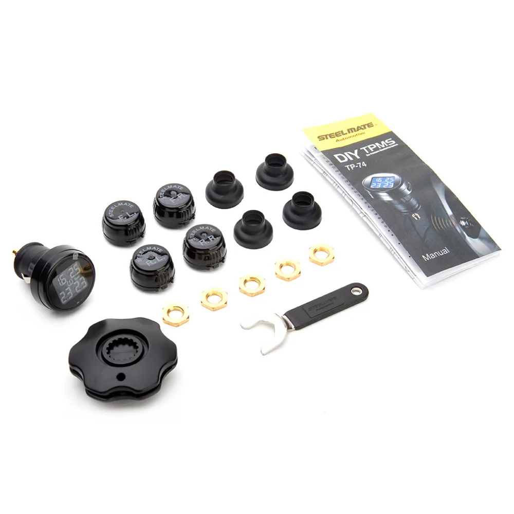 

TP-74B Professional Tire Pressure Monitor System Cigarette Plug Charger with 4 External Sensors Alarm LCD Display Hot