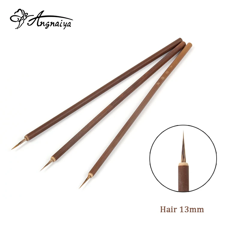 

ANGNYA 12pcs Weasel Hair Nail Art Design Brush Bamboo Handle Brush Professional Nail Art Painting Drawing Brushes Manicure Tools
