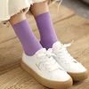 Chaussettes style rétro Harajuku pour femmes en coton, chaussettes amples hiver dans le Tube coréen, violet, bleu, jaune, rose, de styliste, mignon, noël ► Photo 3/6