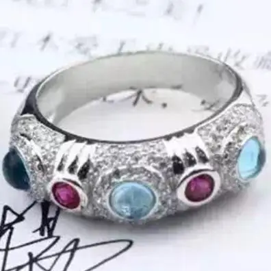 Модное 925 пробы Серебряное циркониевое кольцо с имитацией пальца, дизайн того же кольца, серьги-кольца, цветные серьги с кристаллами золотого цвета, ювелирные изделия - Окраска металла: silver ring size 7
