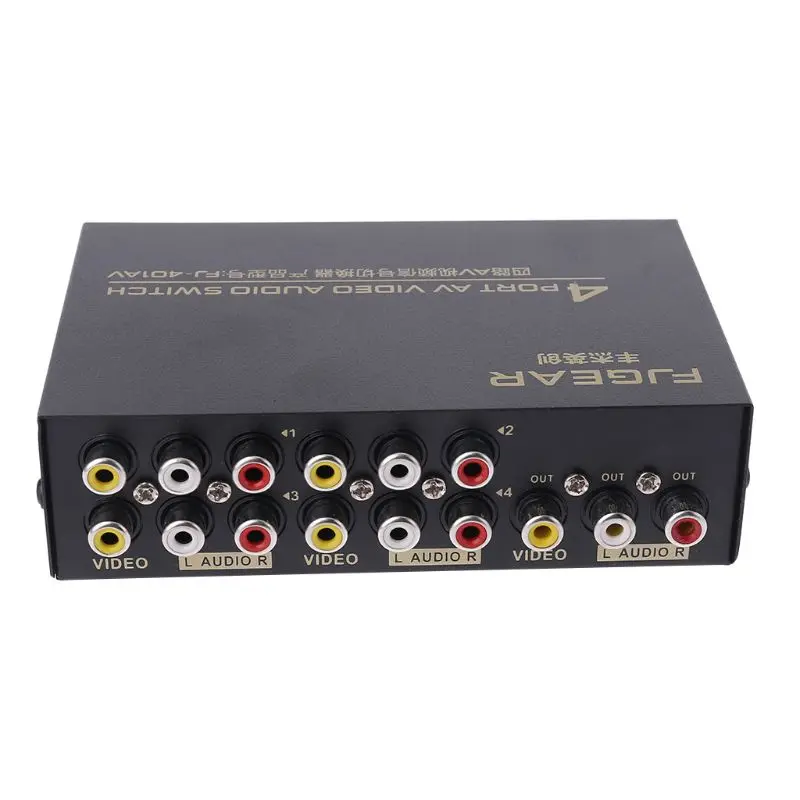 4 порт AV аудио видео RCA 4 Вход 1 выходной коммутатор переключатель выбора Splitter Box
