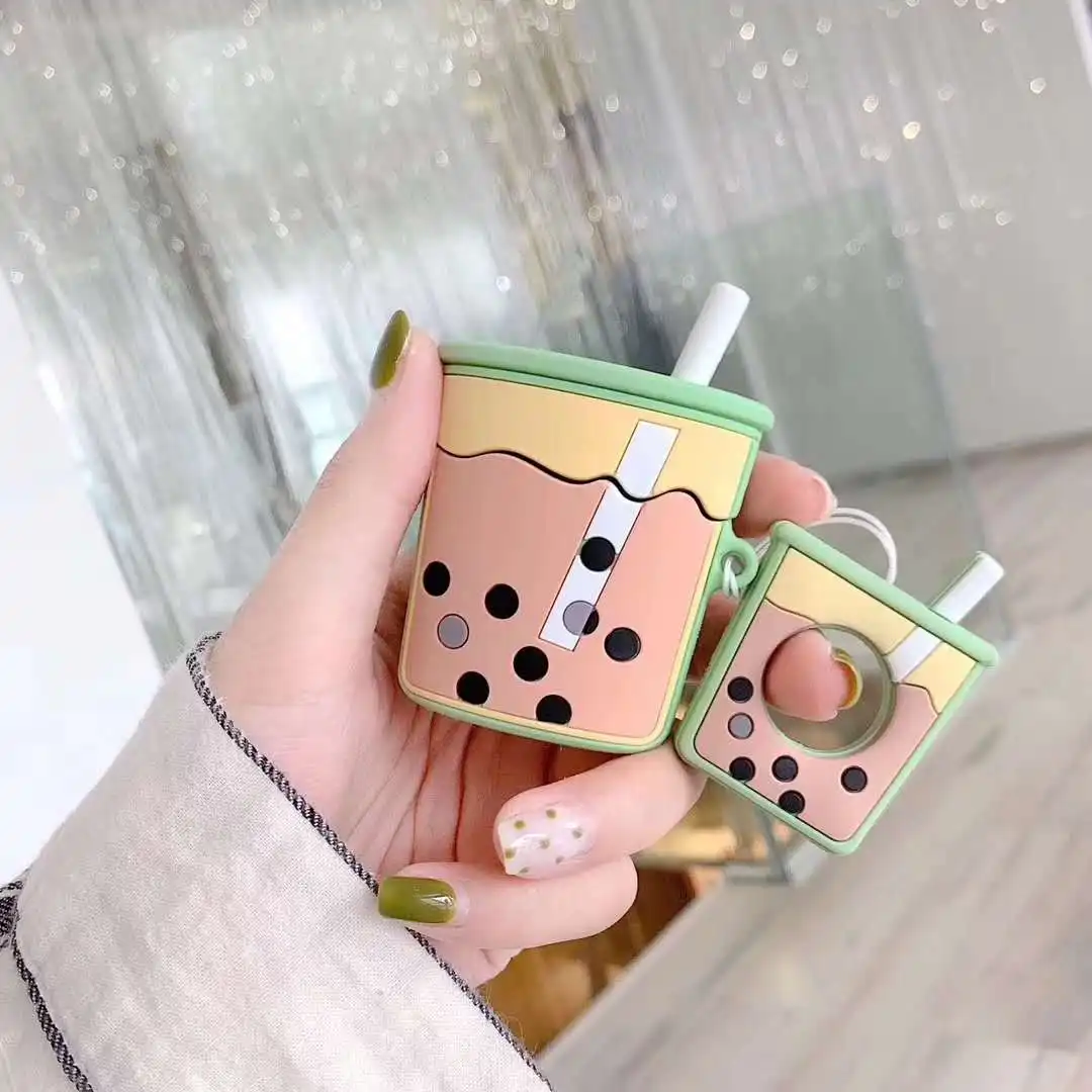 Cartoon Protective Case For Apple Airpods Cute Cover Silicone Bluetooth Earphone Case For Airpods 1 2 Pearl milk tea Unique