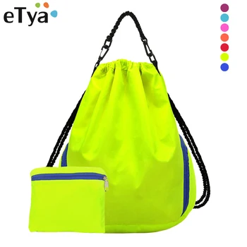 

eTya Waterproof Drawstring Backpack Men Women Travel Laptop Backpack Large Capacity Female Portable Folding Shopping Backpacks