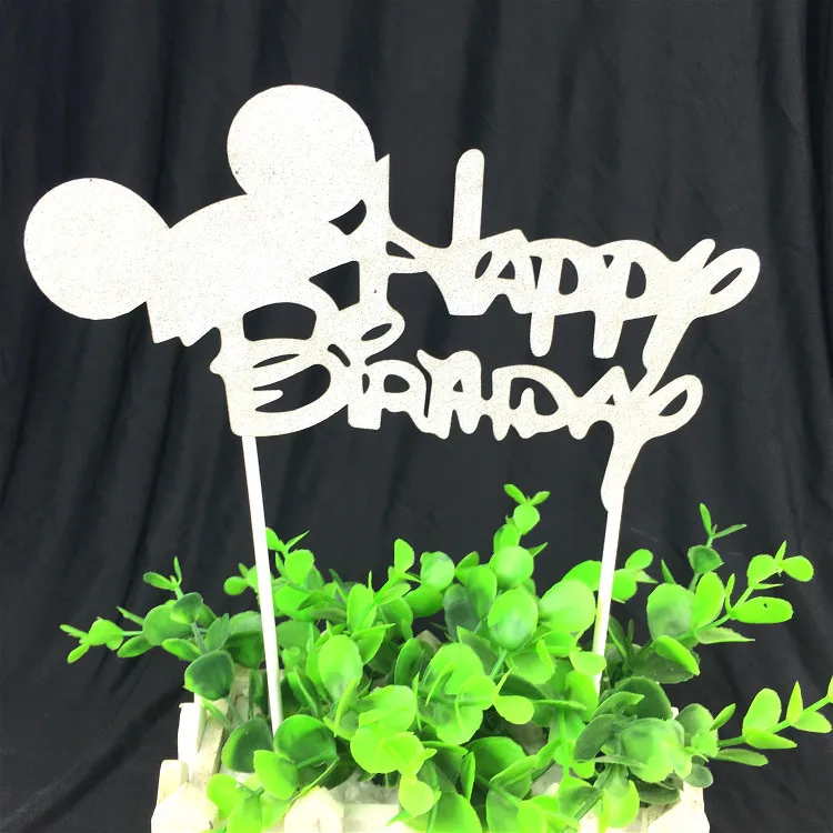 DIY Lovely Cake Topper Flag Happy Birthday Flags Gold Silver For Family Kids Birthday Party Cake Baking Decoration Supplies