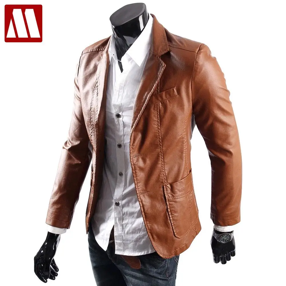 Big size Leather jacket for men casaul slim pu leather
