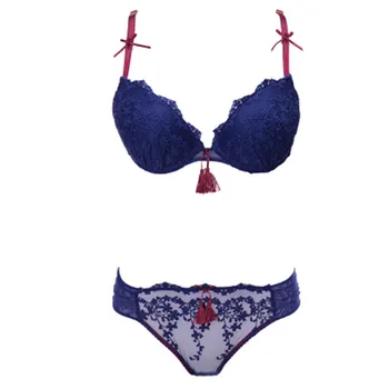 

Luxury Women Tassel Embroidery Lace Bra Top Design Sexy Push Up Brassiere And Panty Vintage Underwear Sets