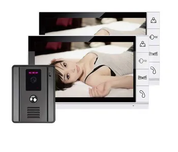 

Home security intercom system 9 Inch Luxury Color LCD Monitor Video Door Phone / Doorbell with HD IR Camera 1camera+2monitor