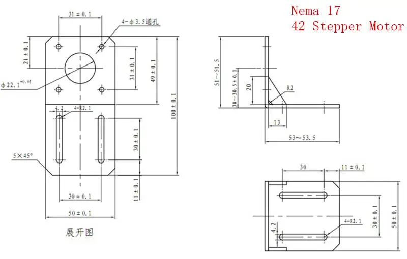 Nema23 крепления двигателя база 57 шаговый двигатель кронштейн для diy ЧПУ nema17 42 мм двигателя