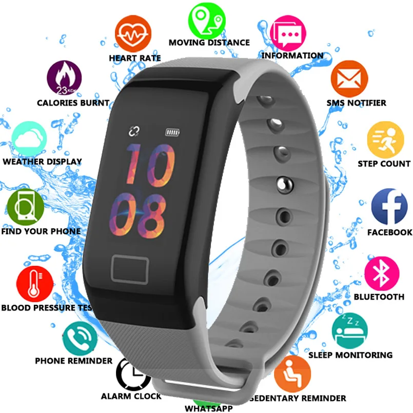 Bluetooth Speaker Smart band Blood Pressure Waterproof Color Screen Sports Bracelet Heart Rate Monitor Wristband | Электроника