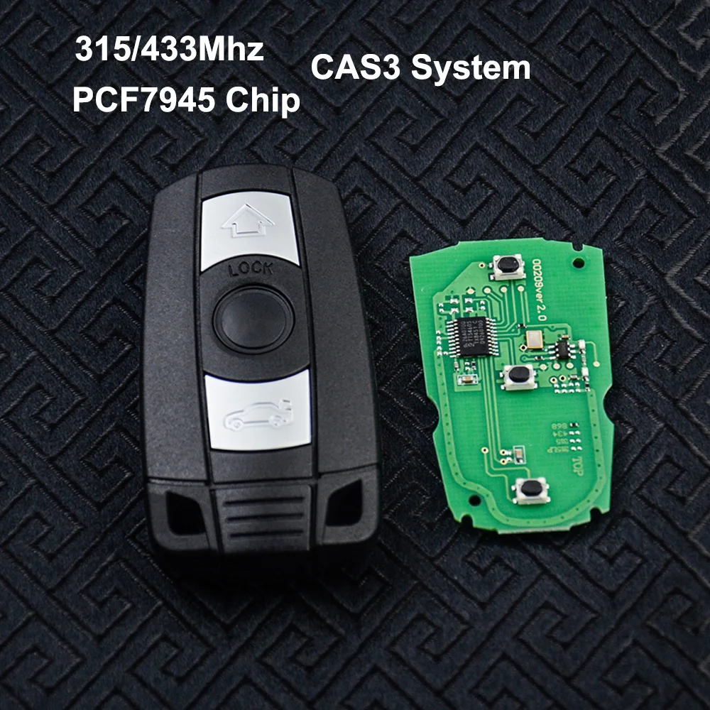 Baratos OkeyTech para Bmw CAS3 1 3 5 7 Serie E46 E90 E60 X5 X6 Smart Card llave remota 315 433 868Mhz PCF7945 transmisor con cuchilla sin cortar