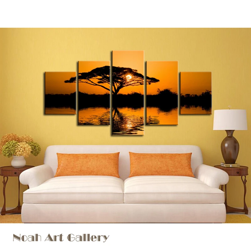 

Spray Painting Sundowners Landscape Canvas Printing High Definition Print Canvas Pictures Wall Decorative 5 Panel Unframed