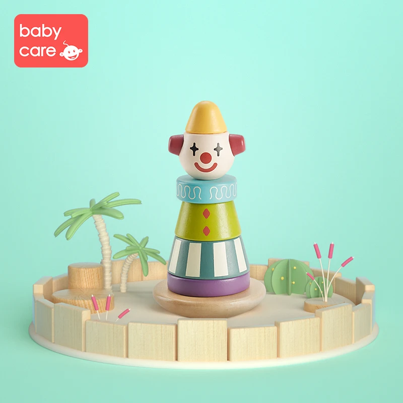 Babycare Милая интеллектуальная Классическая Детская игрушка деревянный цвет животного колонна Форма Сортировка Строительный набор детей Ранние развивающие игрушки