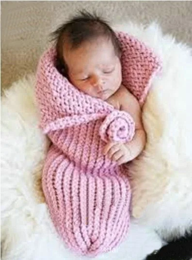 Бесплатная доставка, новорожденные вязаные цветы спальный мешок, Детские коконы спальные мешки 0-6 месяцев Фотография реквизит