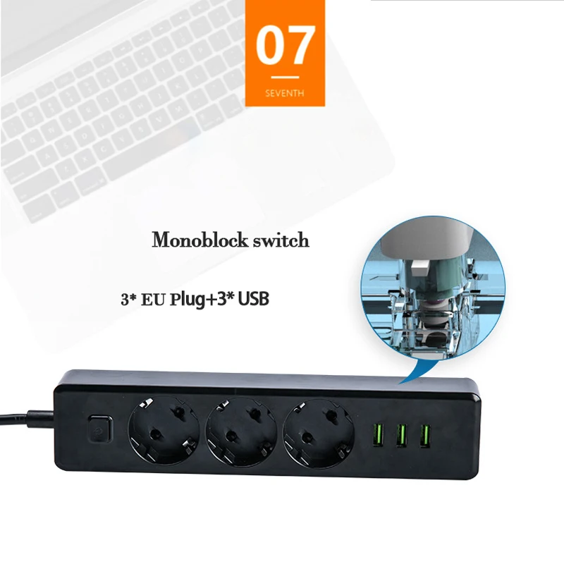 Многофункциональный удлинитель AXAET EHUA 3 розетки USB порта европейская вилка 1 8 м