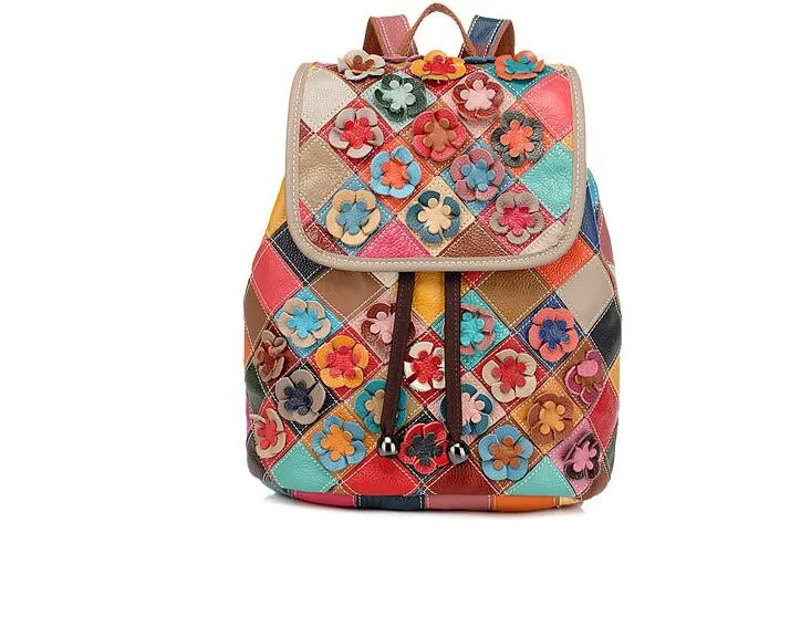 San Maries, рюкзаки с цветочным принтом, женский кожаный рюкзак, Модный женский школьный рюкзак для подростков, девочек, женщин