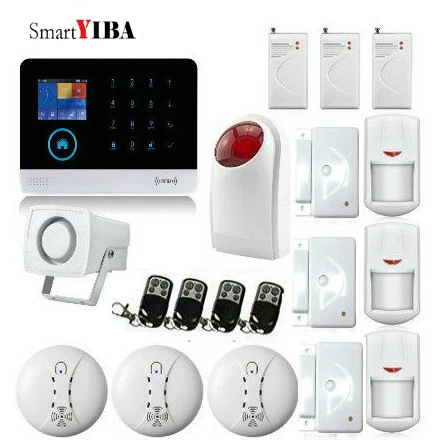 

SmartYIBA SOS Remote Control Wireless Home Security GSM Alarm system Wireless Strobe Siren Door Sensor Wireless Alarm Siren Kit