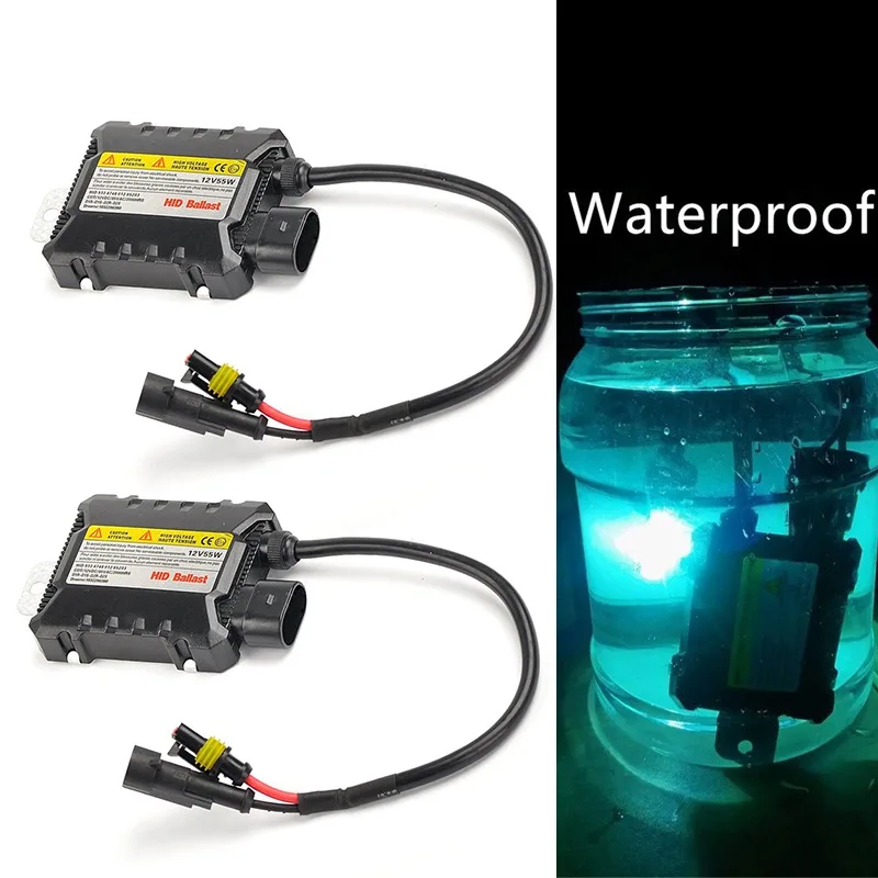VicTsing 1 Pair 55W Universal Xenon HID Replacement Conversion Kit DC 12V Digital Slim Ballast Electronic Ballast 55W Waterproof (2)