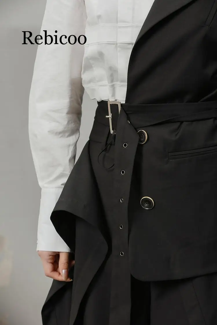 Women Blazer Special Blazer Jackets Half Sui Waist Belt Designer Fashion Blazer Women Coat Long Sleeve Personality New