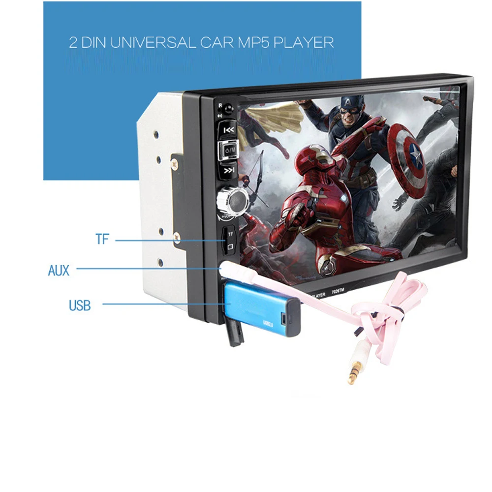 

7026TM 7 inch car multi-function player, touch screen radio, Bluetooth MP3 player RM/RMVB/BT/FM PLAYER Mirror link MP5 player