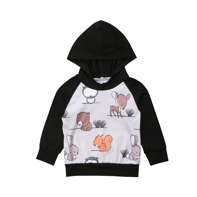 Newborn Baby Girl Print Animal Hoodies Top Sweaters Jumpsuit Bodysuit