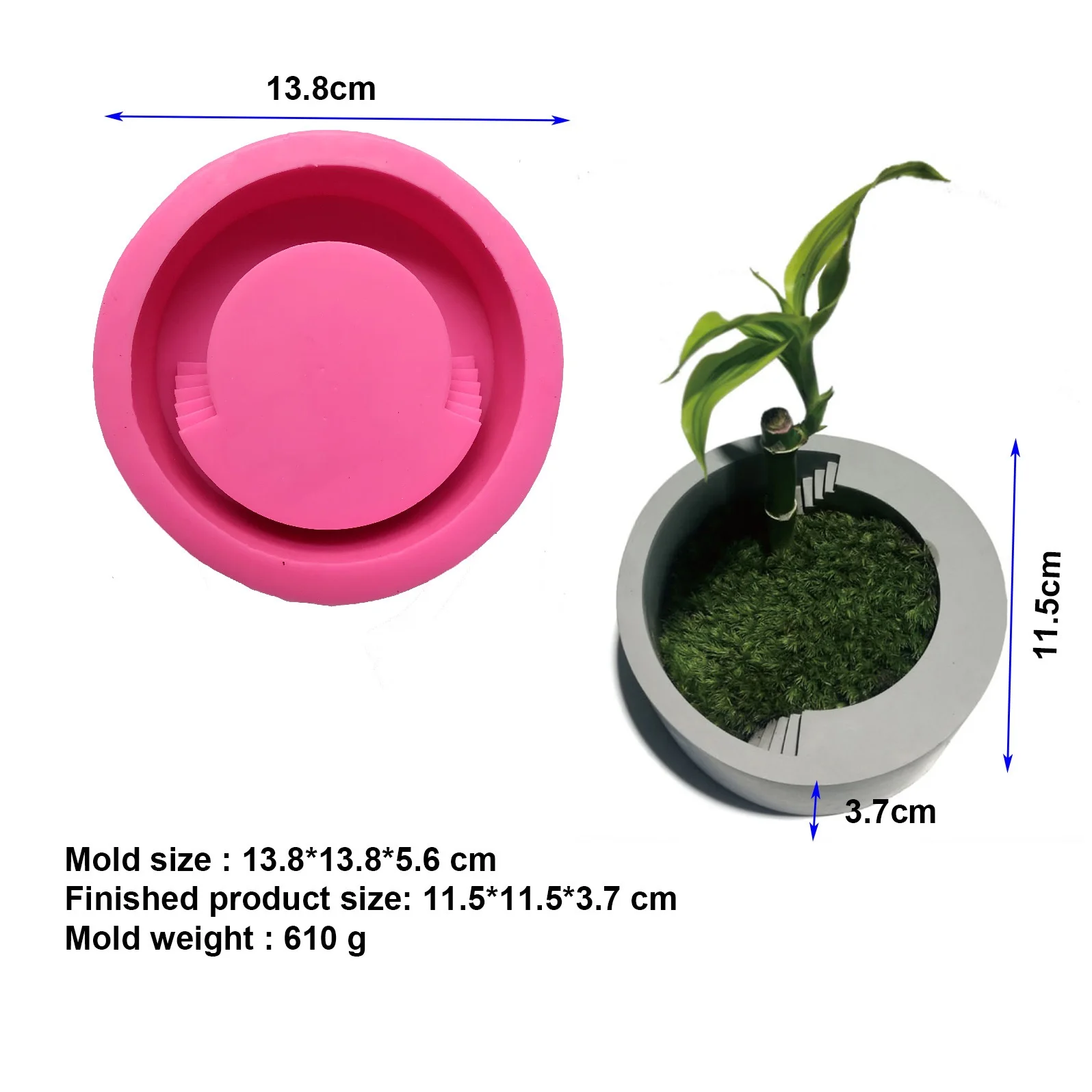Circular Stepping Concrete Silicone Pot Mold Handmade Round vase maker Cement Desktop Planter Mould for Cactus Scculent Plants