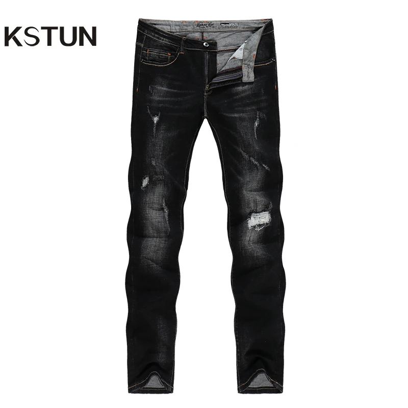 KSTUN Black Jeans Men Distressed Patchwrok Frayed Ripped Jeans for Man Autumn Winter Biker Jeans Streetwear Hiphop Denim Pants KSTUN Black Jeans Men Distressed Patchwrok Frayed Ripped Jeans for Man Autumn Winter Biker Jeans Streetwear Hiphop Denim Pants