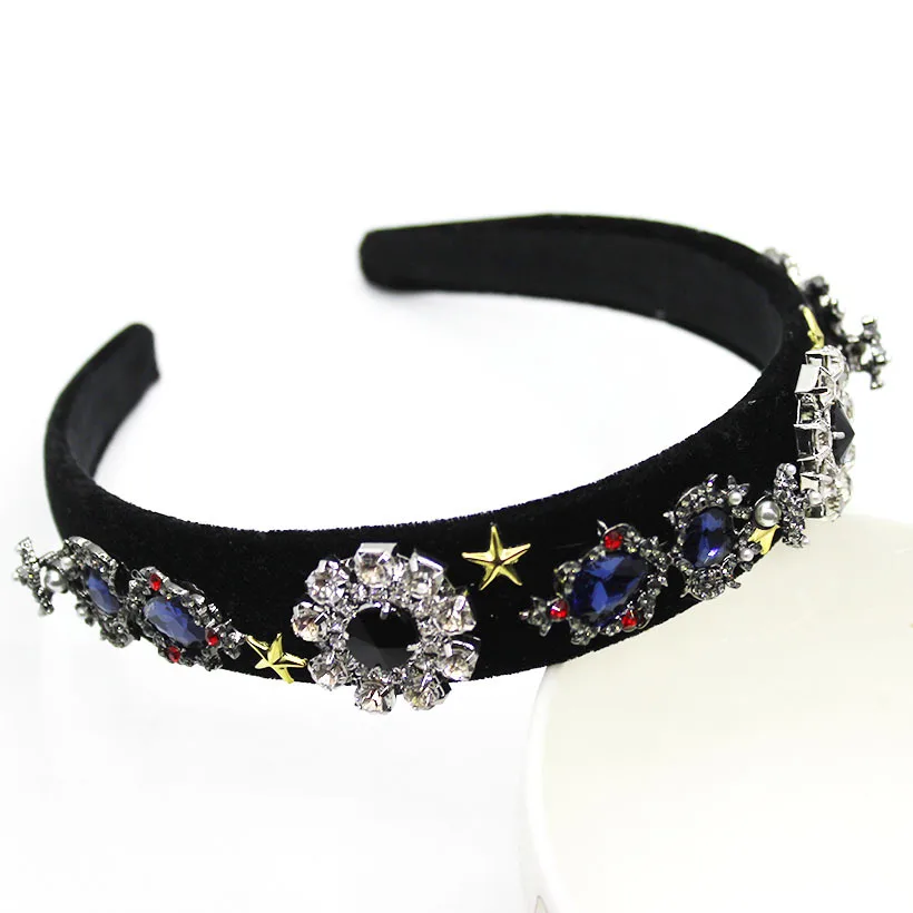 

Handmade Wedding jewel headband Luxury Charm Baroque headband Sequins Beads Crown Tiara HairBands Crystal hair accessories 2019