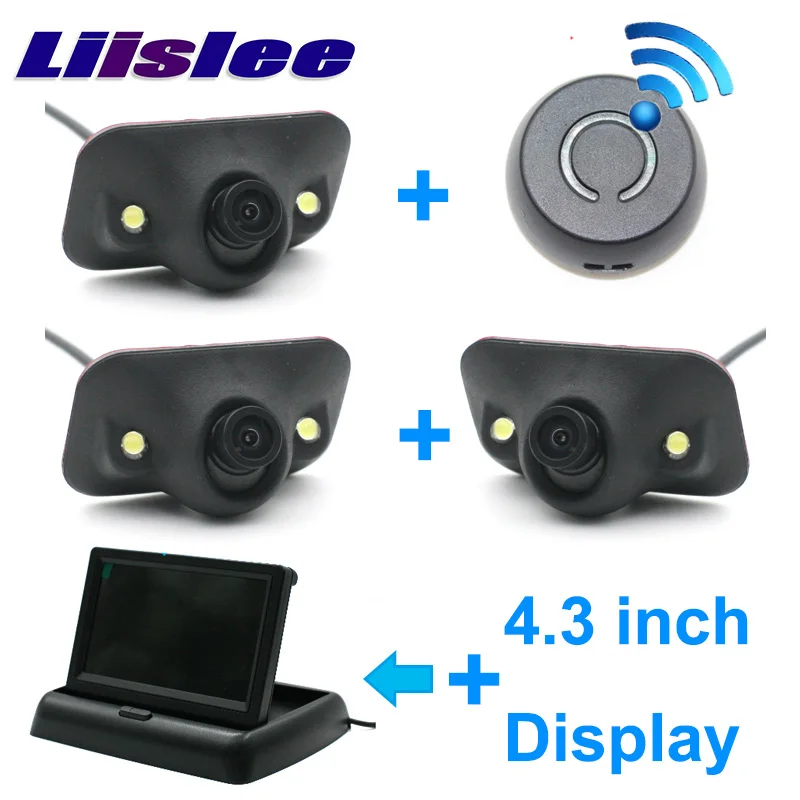 Liislee Car Front& Right Left Side Camera Cigarette Power Variable Channel Blind Spots Invisible Areas Copilot Camera Monitor - Название цвета: Add 4.3 inch Display